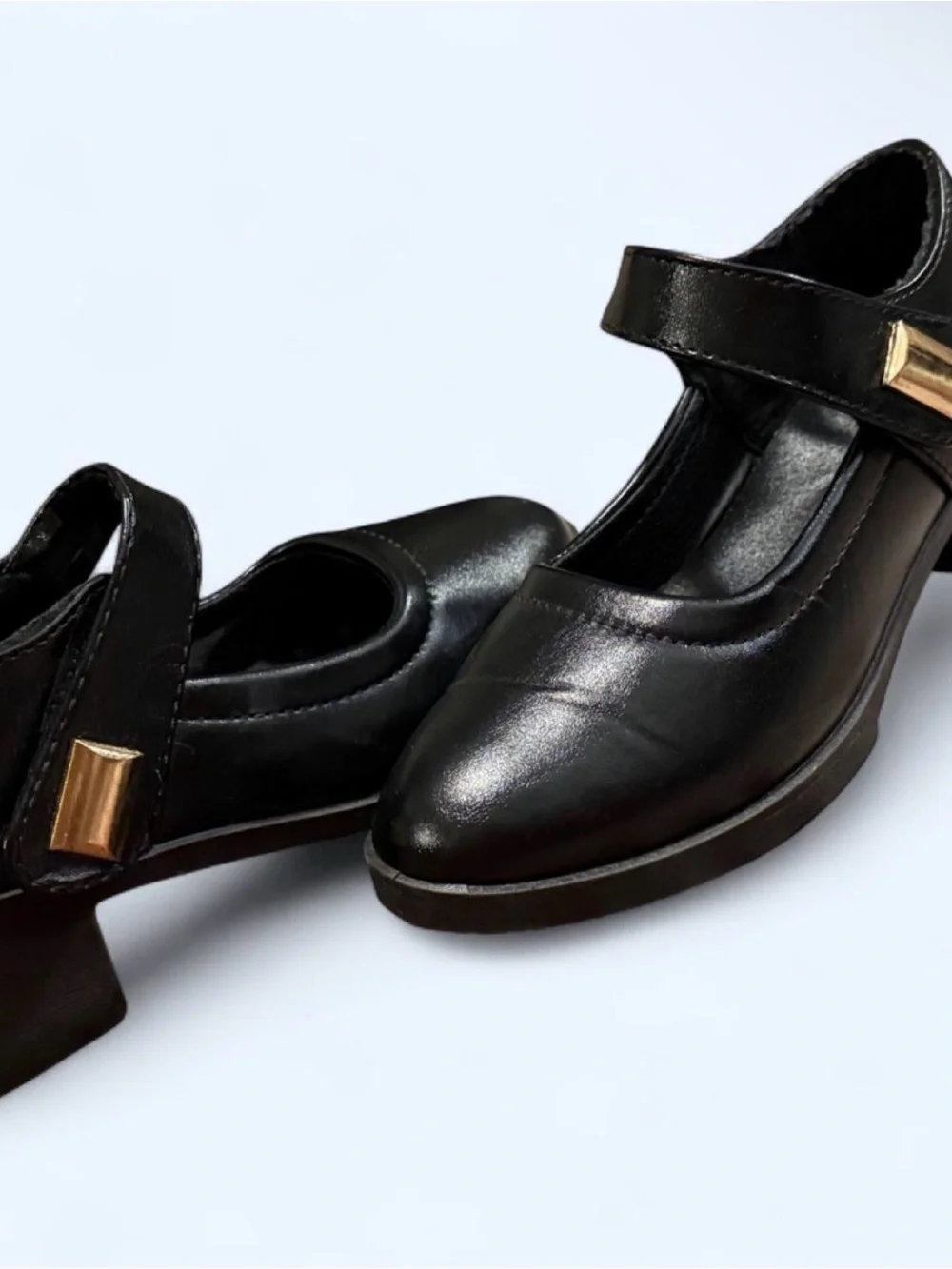 Classic Black Mary Jane Heels - Women's Elegant Strap Shoes